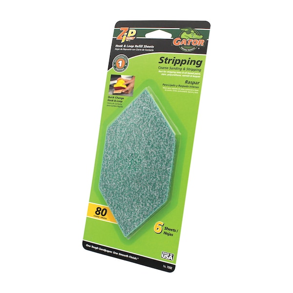 Gator Finishing ZIP SAND SHEETS 80G PK6 7202 Zoro